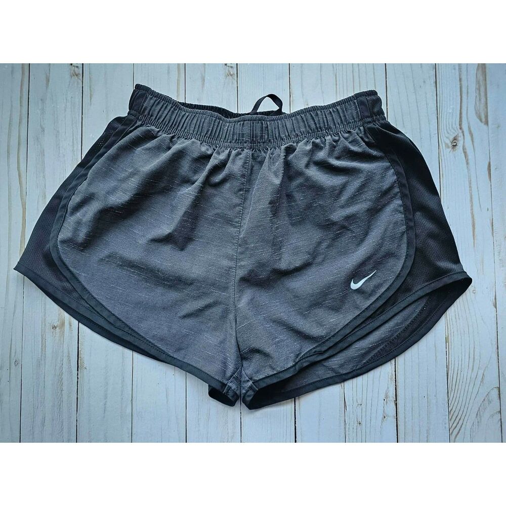 Nike Girls 5 Black Athletic Running Shorts Elastic Waist Swoosh Activewear
